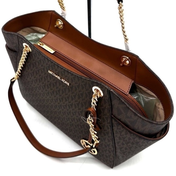 Michael Kors Large Jet Set Travel Chain Shoulder Bag & Continental Wallet Brown - Picture 7 of 15